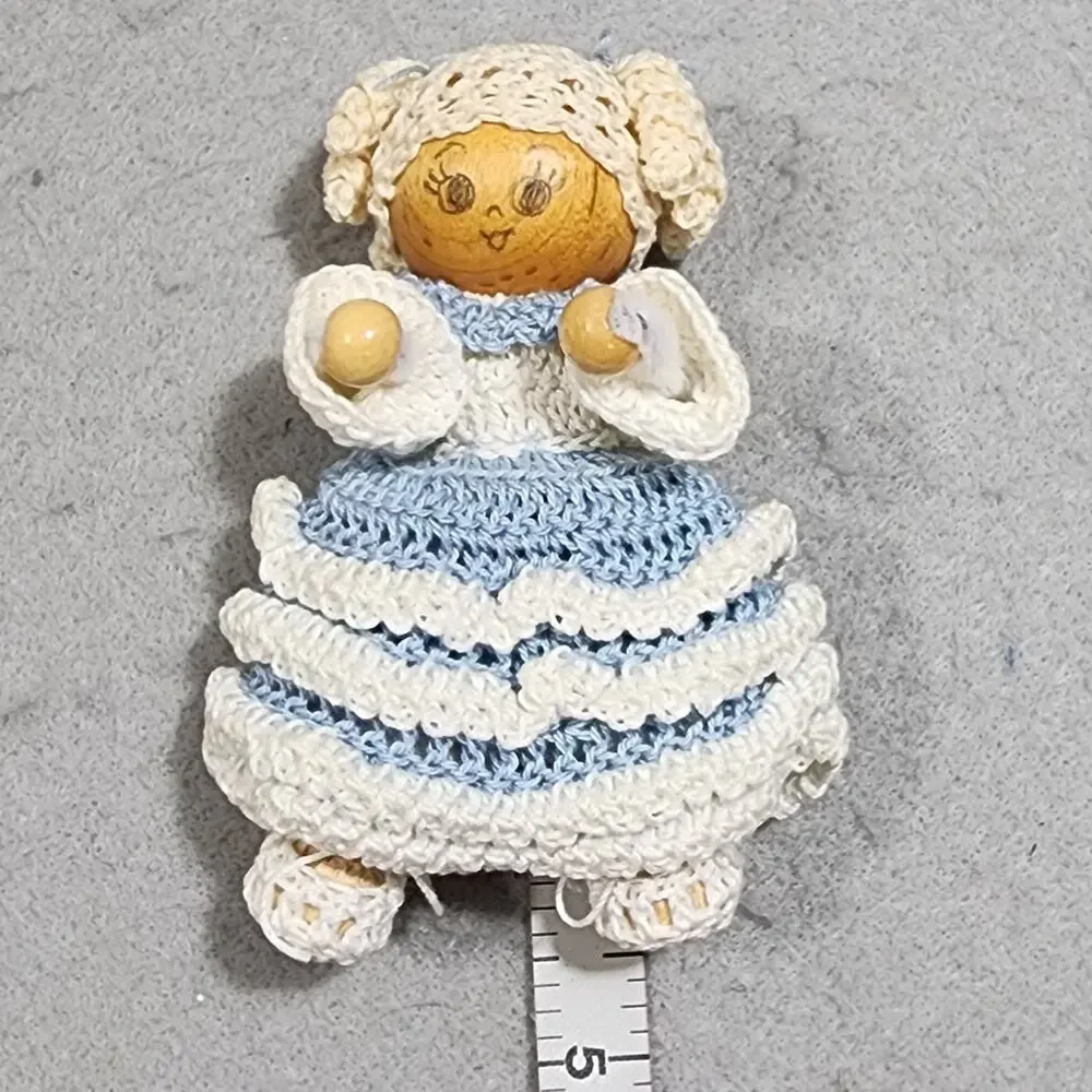 Vintage Handmade Crafted Crocheted Doll 4.5